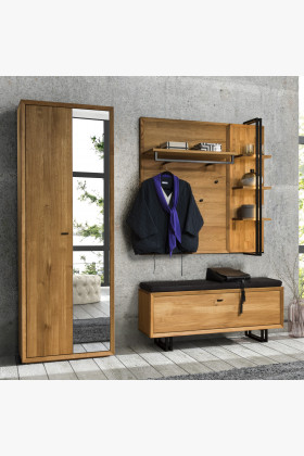 Garderobenmöbel Set Eiche Vilo Schuhschrank Paneele Flur